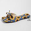 Summer Boho Sunflower Slides for Women, Square Toe Flat Sandals with Single Strap, Casual Flip Flops Matching Dresses