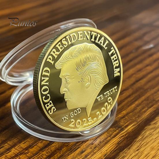 Trump Minnemynt Andre Presidentperiode 2025-2029 In God We Trust Suvenirmynt Samleobjekt Metallmynt MAGA/KAG Gave til Samlere