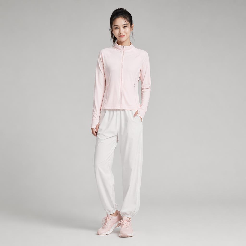 Li-Ning Loose Comfortable Breathable UV Protection Sun Protection Clothing Women tops Light-Pink AFDVA76-4
