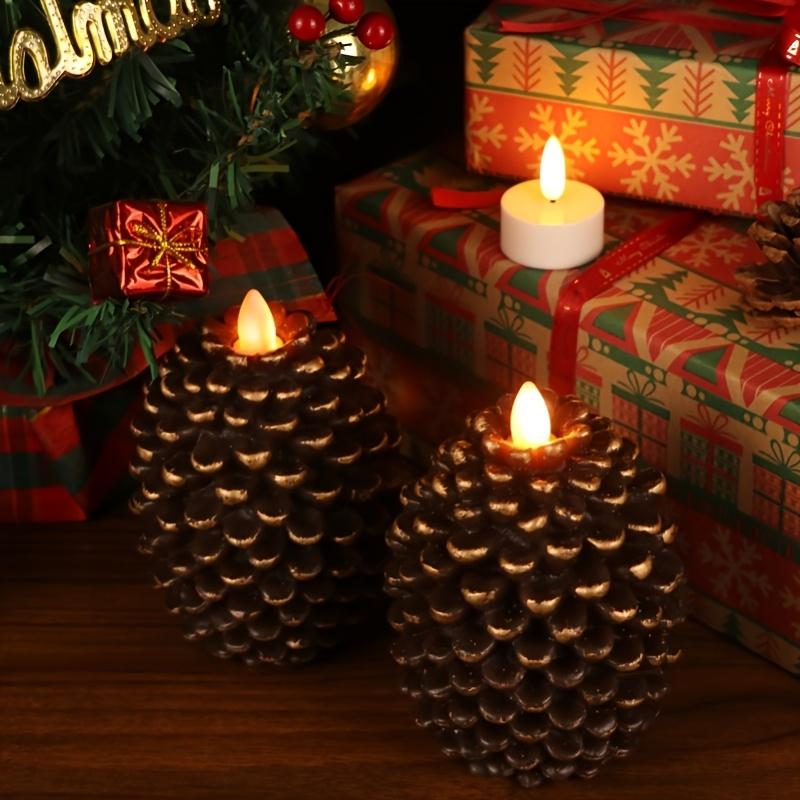 Two-Part Pinecone Light, LED Electric Candle, Artificial Candle Decor, Tabletop Decoration, Imitation Candle Light, Adorned