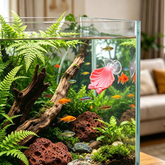 Betta Hammock Shell, Betta Fish Bed with Suction Cup, Plastic Conch Shell Fish Hammock, Resting Spot for Betta, Shrimp, Cichlid, Small Fish Tank Decor