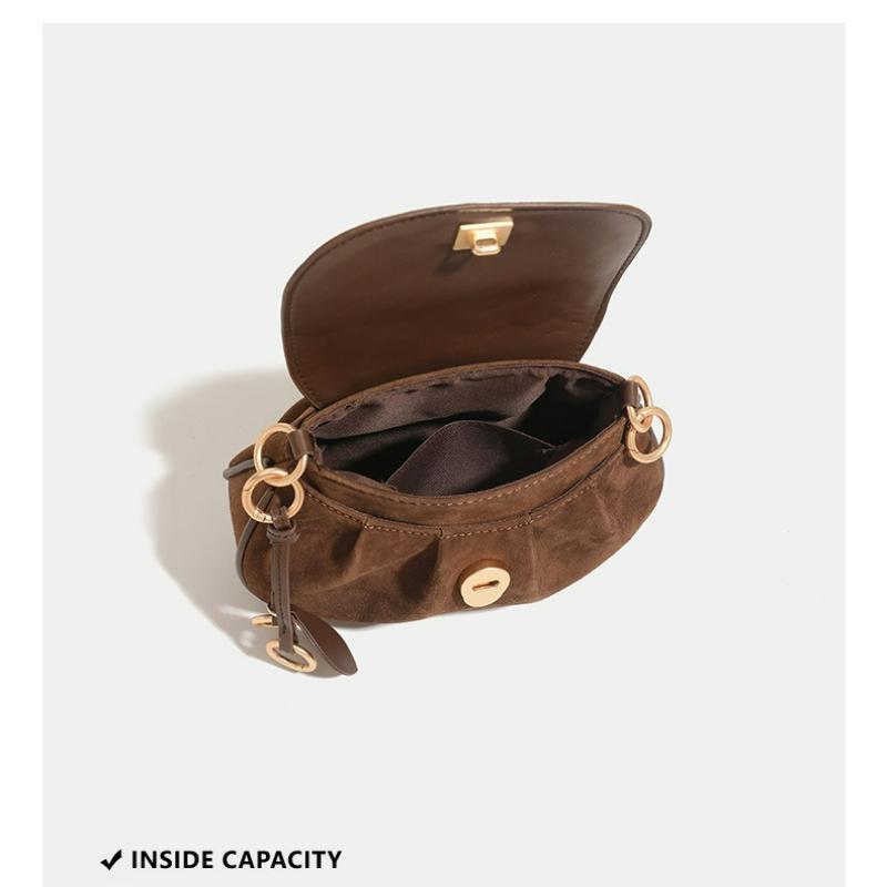 Small Bag, Women's Retro Flip Style Single Shoulder Armpit Bag, High-end Suede Crossbody Pig Bag