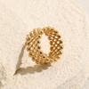 MamacitaPlay 316L Stainless Steel Mesh Hollow Out Ball Ring 18K Gold Plated Waterproof Jewelry For Women Trend Everyday Wear