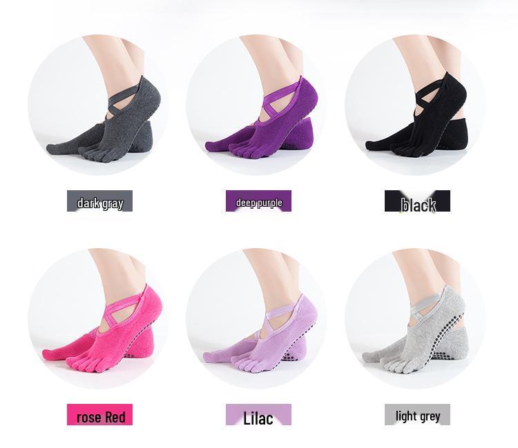 Ballet Style Non-slip Gel Yoga Socks, Cotton Five-Toe Sports Socks