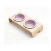 Raised Double Cat Bowl Curved Wood Wooden Stand Arched Legs Glossy Purple