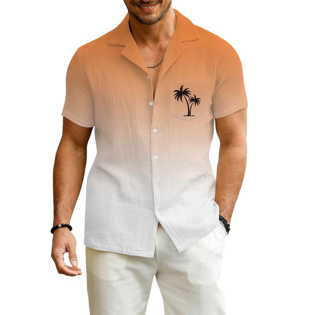 Herren Sommer Neue Lose Print Kurzarm Hemd Strickjacke Strand Hemd