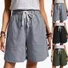 Fashion Women Casual Loose Shorts Elastic Waist Summer Pockets Linen Pants