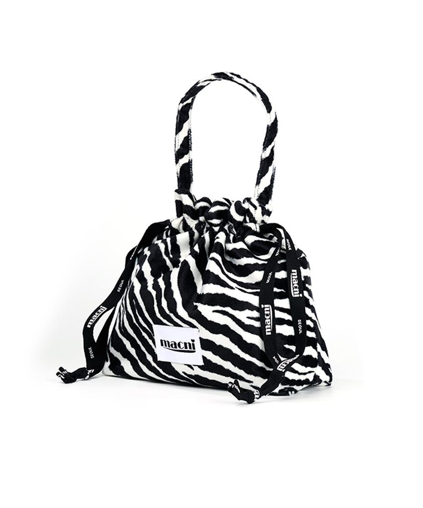 Macni Zebra String Pouch Bag White