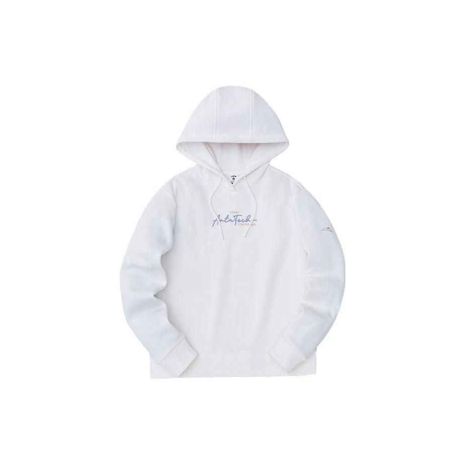 

Anta Training Series Letter Logo Hooded Pullover Fleece Sweatshirt Women sweatshirt Paper-White 162347719-2 S