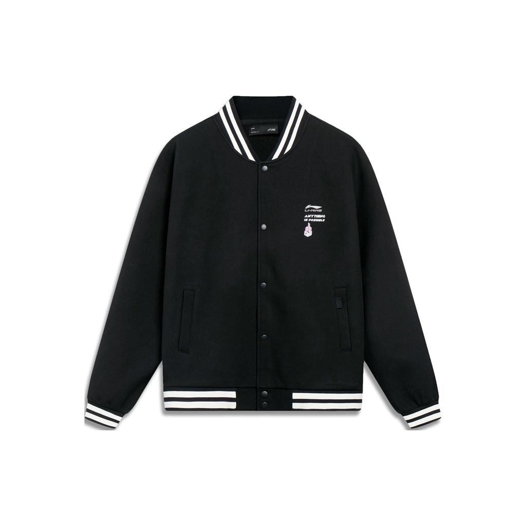 Li Ning Color Block Logo Loose Knit Jacket Men Jacket Black AJDT017-2