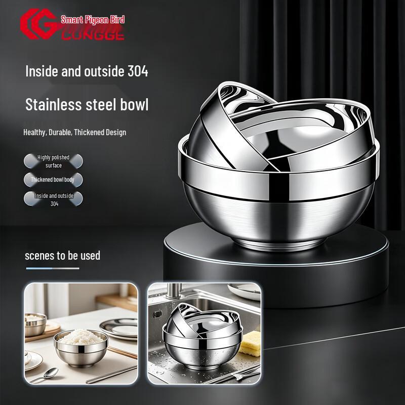 Congge 304 Stainless Steel Double-Walled Thermal Insulated Bowl