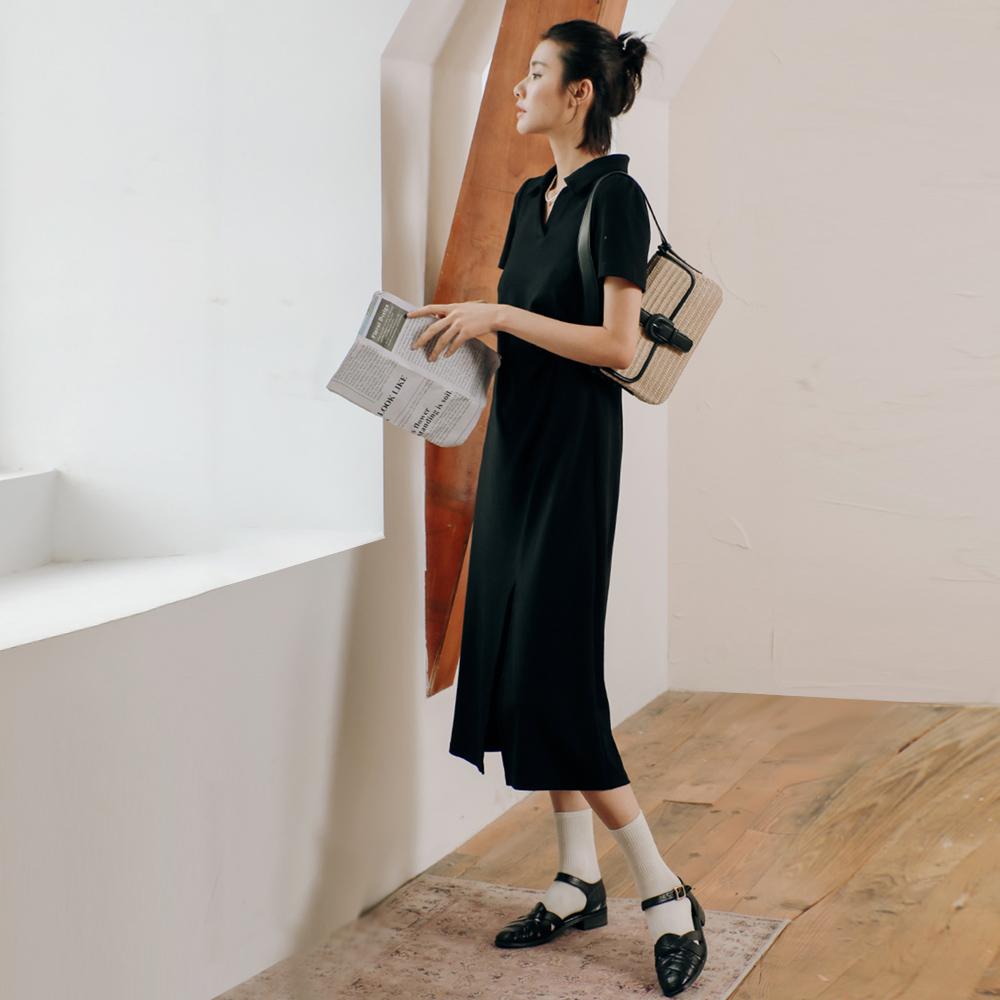 Laengsseon Ls_Side Slit Sleeved Long Dress