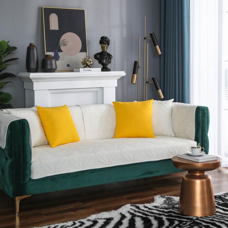 New Sijitong Fabric Cotton Quilted Embroidered Sofa Cushion Chinese Simple Double-sided Leather Sofa Cushion Towel