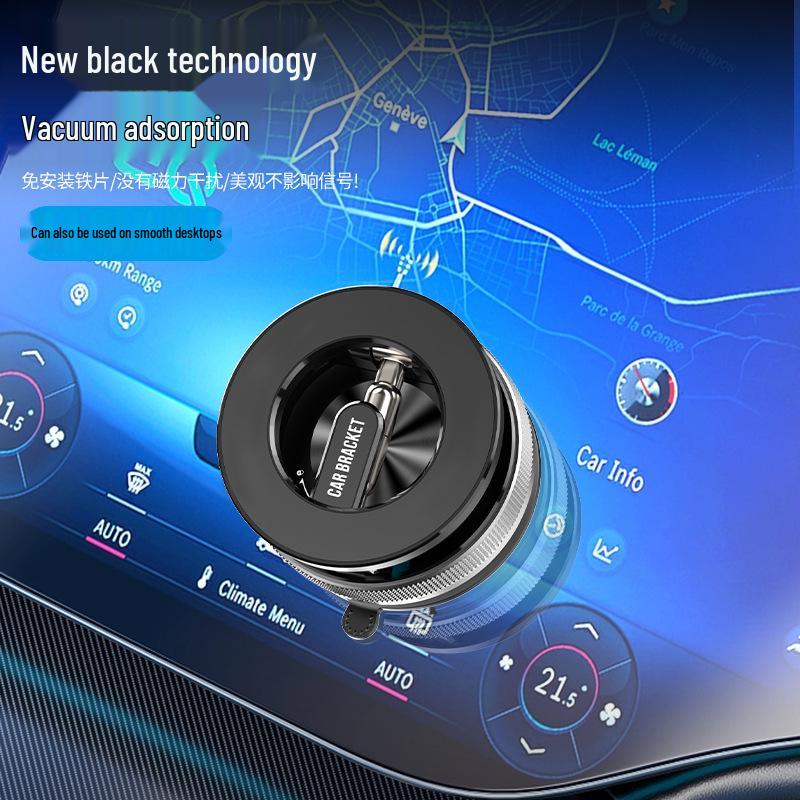 Rotating Magnetic Car Phone Holder: Foldable Dashboard Mount with Vacuum Suction.