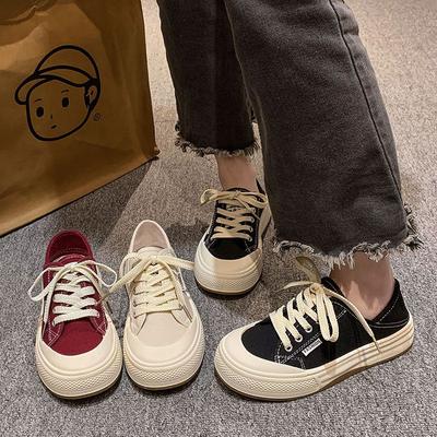 Woman Footwear High On Platform Round Toe Spring Autumn Canvas Shoes for Women Stylish Casual New Arrival 2025 Cheap Aesthetic
