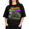 Monster Truck Mama Spooky Graveyard Bats Moon Racing Checkered Flag T-Shirt