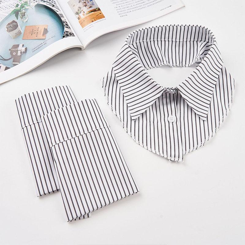 Plaid Fake Collar Fake Sleeve Cuff White Lace Detachable Shirt False Collar for Women Blouse Sweater Lapel Clothing Accessories