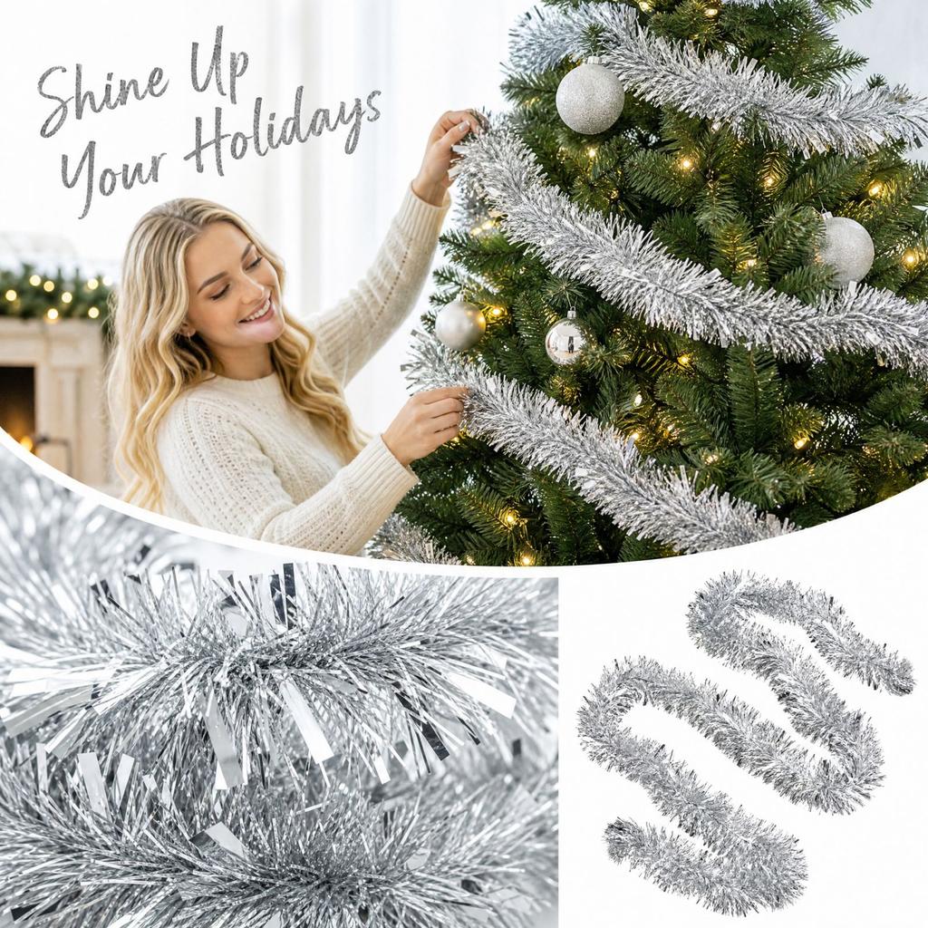 Christmas Streamer Ribbon 2m Crinkle Decorations for Holiday Party Ceiling Hanging