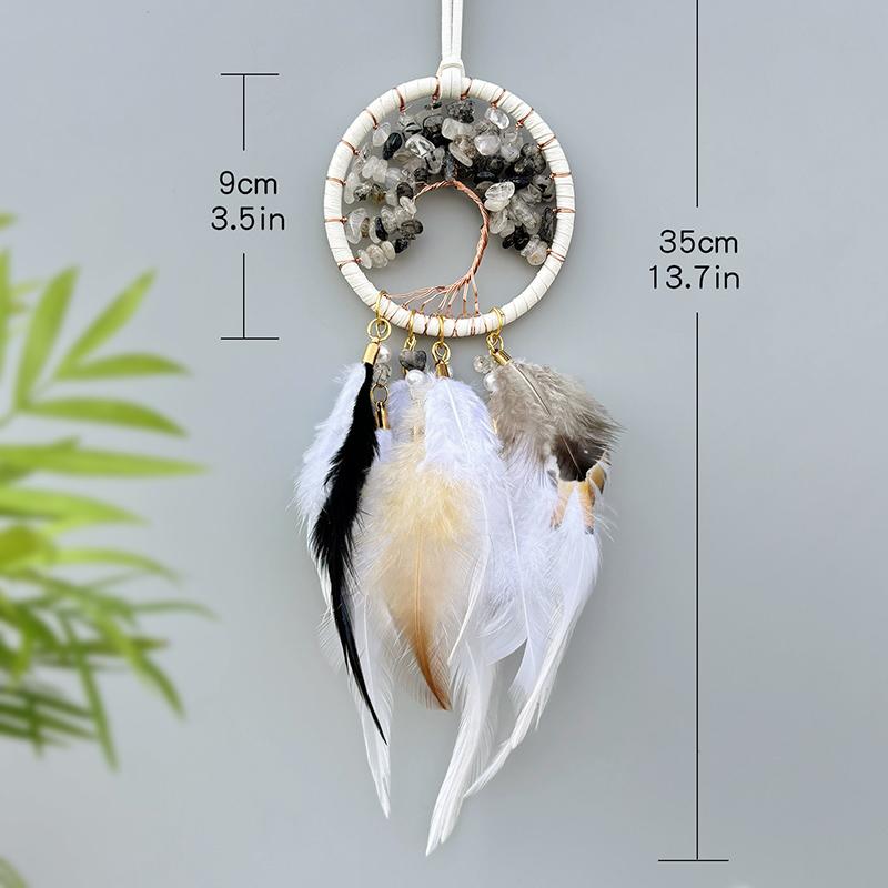 Dream Catcher Hand-woven Feathers Wind Chimes Tree of Life Crystal Stone Car Pendant Bedroom Hanging Ornaments Home Decorations
