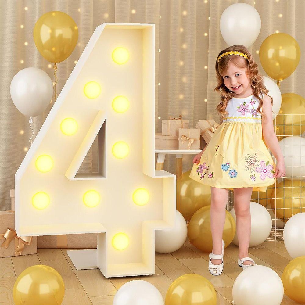 Light Up Balloons LED Light Balloon 0-9 Numbers Birthday Balloon Frame  Party Decoration