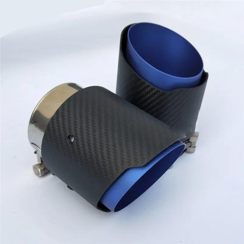 Garganta trasera de fibra de carbono, entrada de 80mm, salida de 101mm, punta de tubo de escape mate de lado recto, apta para Mazda CX5 CX4