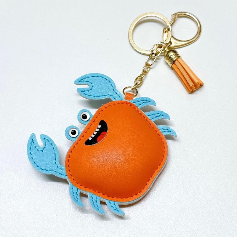 1 Pcs Simple And Fashionable Leather Crab Car Keychain Bag Creative Headphone Bag Pendant Accessories