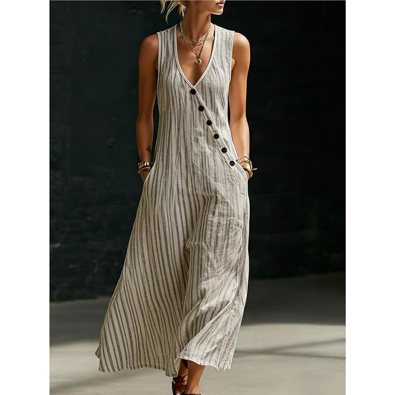 Europe, America 2026 spring and summer new solid color button solid color vest dress S