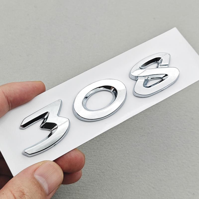 OQUP8 3D ABS Chrome Black Logo 308 GT Emblem Letters Sticker Car Rear Trunk Badge For Peugeot 308 GT SW Line GTI T9 T7 P5 Accessories