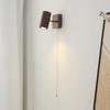 Walnut Wood Color wall light Retro Bedroom Bedside Wall Lamps Adjustable lamphead Pull Cord Switch Reading Wall Spotlight LED