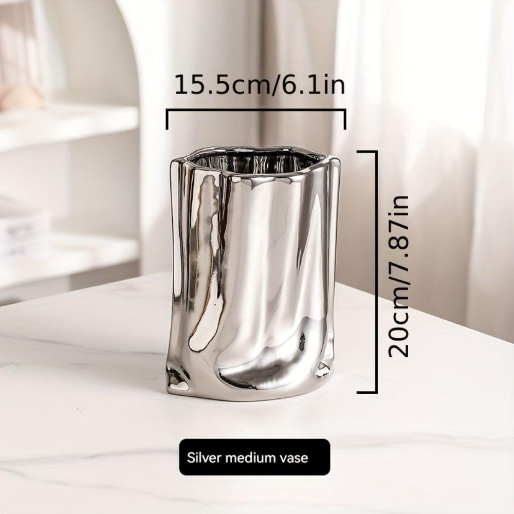 Minimalist Electroplated Ceramic Vase Elegant Hydroponic Flower Pot  Entrance Ornament