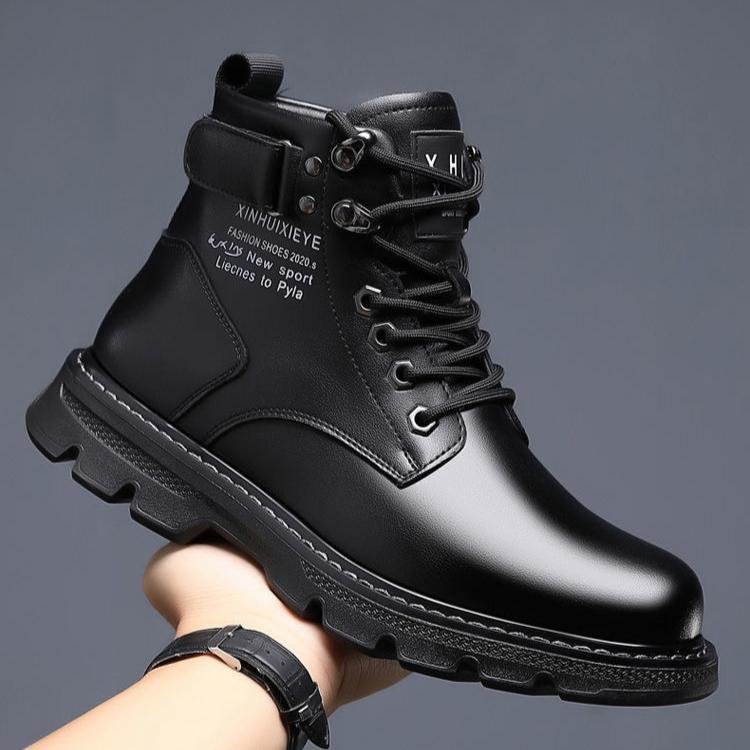 

Зимние ботинки Британский стиль Высокие Водонепроницаемые кожаные ботинки Средние с плюшевой изоляцией Хлопковые туфли Мужские короткие ботинки Снежные ботинки 44