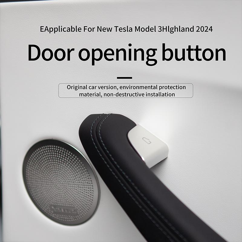 Heenvn 4Pcs Door Button Decoration Sticker For Tesla Model 3 Highland Model Y Juniper Model YL 2026 ABS Door Switch Patch Decals