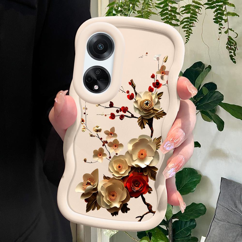 

Окрашенный узор Big Wave Edge Мягкий силиконовый материал Macaron чехол для телефона противоударный защитный резиновый чехол для OPPO Reno Realme Realme C67 4G белый