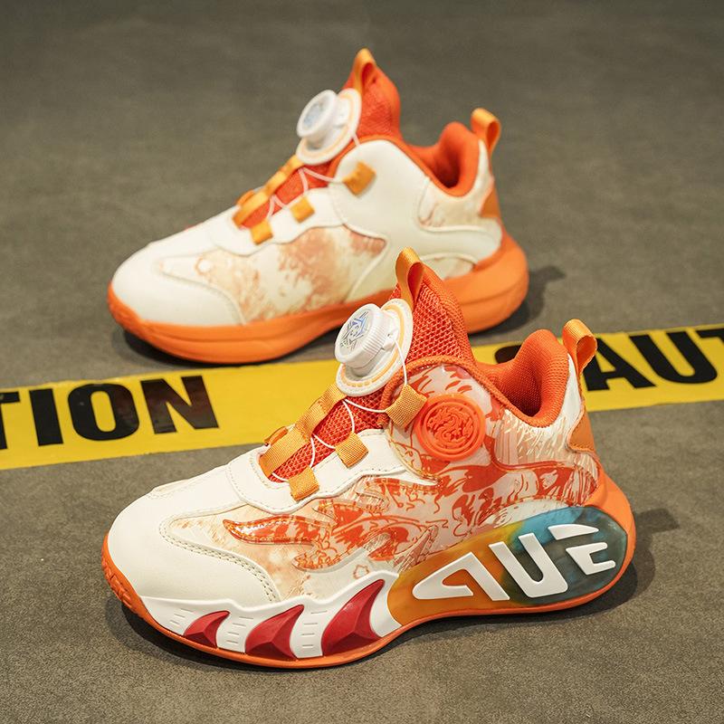 2025 fashion new button shoes versatile boys and girls casual style leather surface lightweight running shoes sports shoes basketball shoes