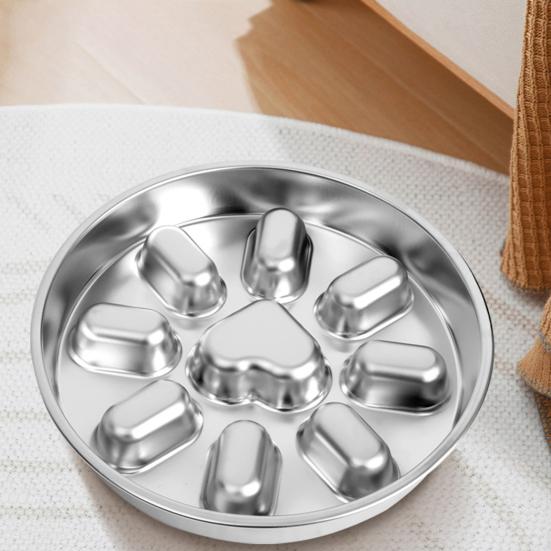Pet Slow Food Bowl Anti-Slip Design Promotes Slow Feeding Stainless Steel Pet Dog Bowl for Small to Medium Dogs