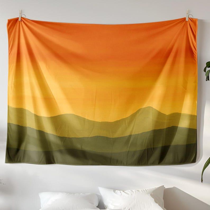 Sunset Mountain Gradient Landscape tapestry 75x100 чёрный