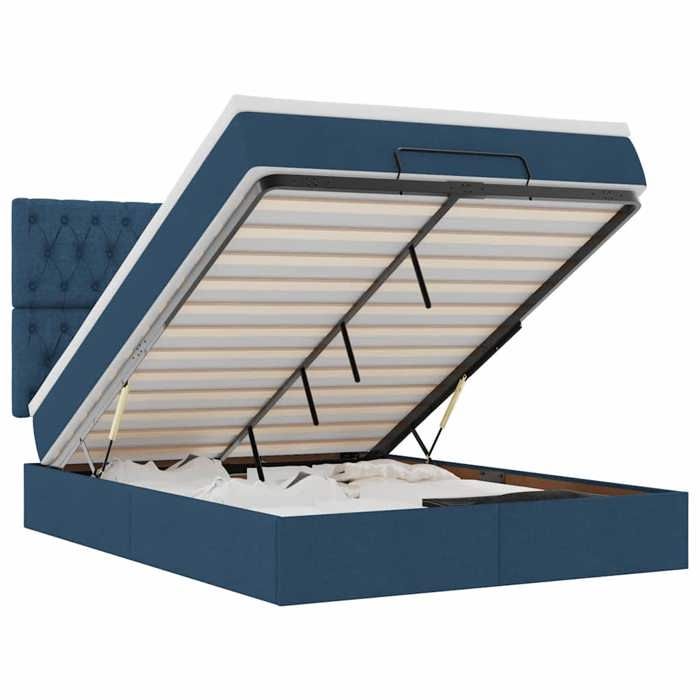 Maison Exclusive - Cadre de lit ottoman avec matelas bleu 140x200 cm tissu