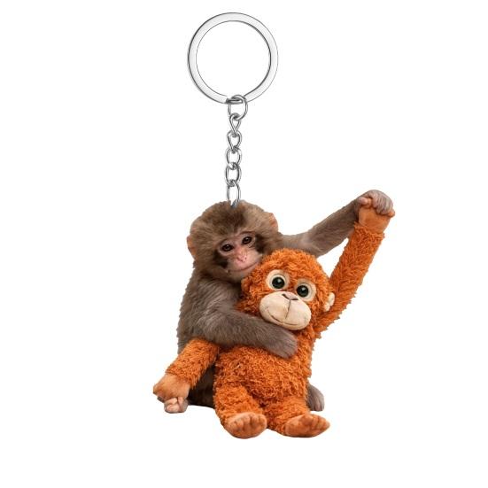 Klíčenka s přívěskem Plácni opici Oboustranný akrylový opičák držící hračku Klíčenka Batoh Kabelka Doplňky