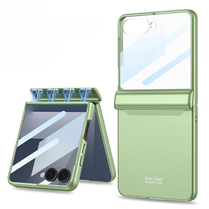 Magnetic Hard Cover for Samsung Galaxy Z Flip 7 FE 6 Flip7 Flip6 5G Phone Case with Tempered Film Hinge Protection