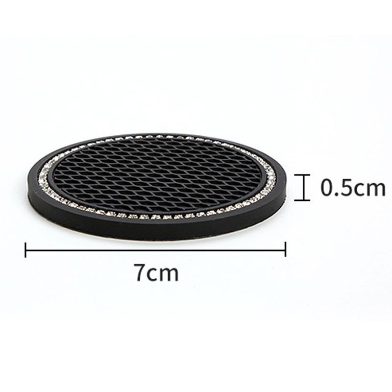1/2PC Car Non-slip Water Cup Pad Diamond Rhinestone Bling Decoration Auto Interior Cup Bottle Anti-skid Rubber Mat