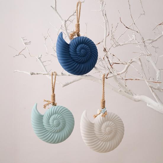 Nautical Wooden Conch Ornament with Hemp Rope Summer Ocean Beach Hanging Decoration for Farmhouse Hawaiian Tropical Party Supplies