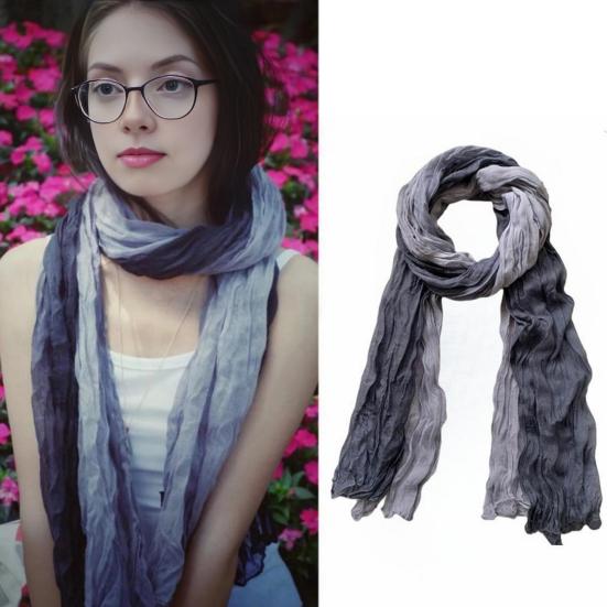 Sciarpa Scialle Unisex Colore Sfumato Versatile Stropicciata Sciarpa Lunga Autunno Inverno Antivento Resistente al Freddo Scialle Avvolgente