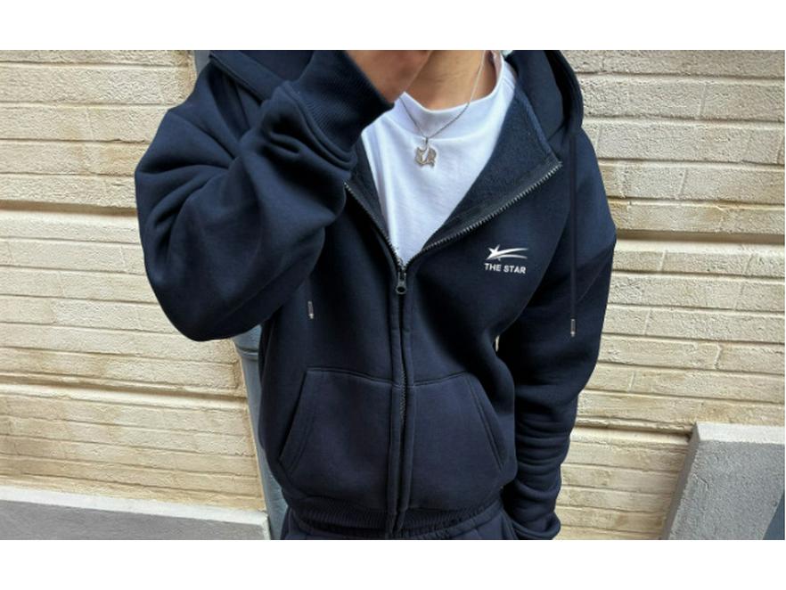 2025 Trendy European Style Unisex Streetwear Set - Printed Zipper Top & Bottoms