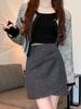 Irregular High-Waist Woolen A-Line Skirt for Plus Size Women - Autumn/Winter Hip-Hugging Short Skirt