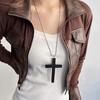 Halloween Jewelry Men & Women Gothic Vintage Dark Fashion Funny Whimsical Wooden Cross Pendant Necklace for Sweater