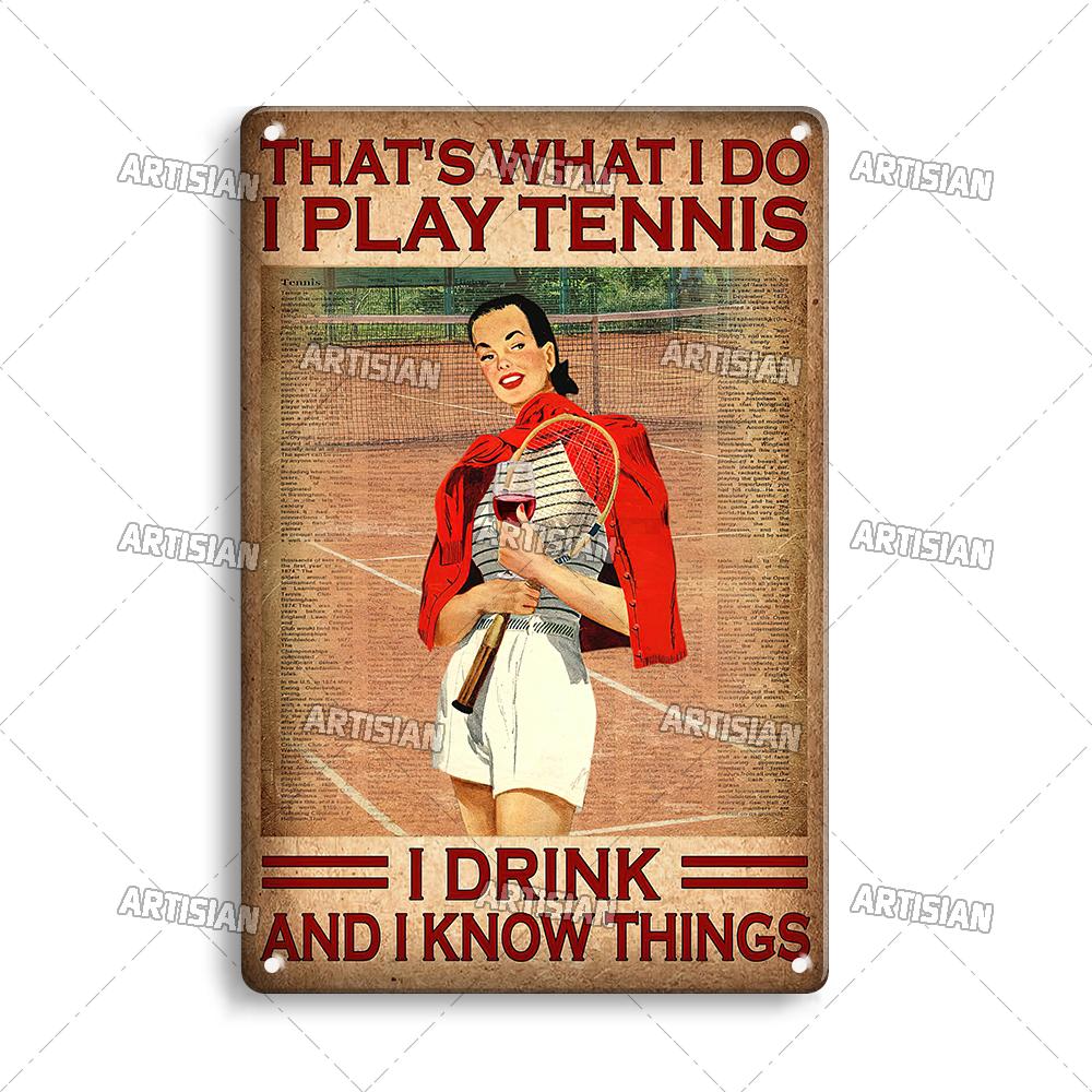 Mfoever Tin Sign Artisian SPORT Metal Sign Tennis Tin Poster Decorative Plate Badminton Cricket Pickleball Plaque Wall Decor Garage Bar Pub Club