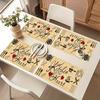 [Kitchen Decor Table Mat] 4pcs, Kitchen Decor And Accessories, Linen Table Fabric, Love Wood Kitchen Pattern Printed Table Mat, Perfect