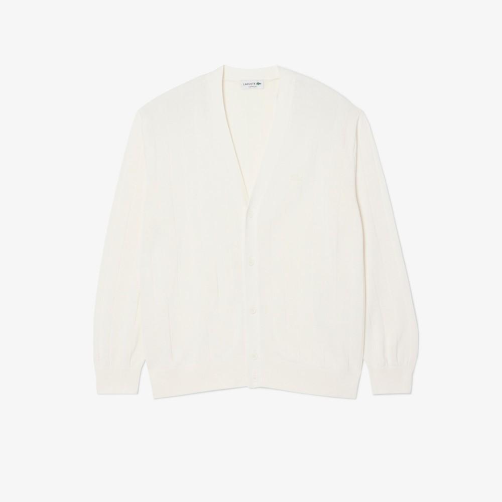 [lacoste] Men's Cotton Rib Cardigan AH5338-55N70V