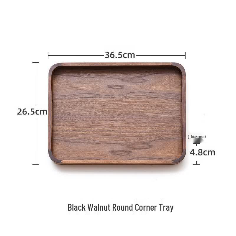 Cha Xun Solid Wood Black Walnut Rectangular Tea Tray