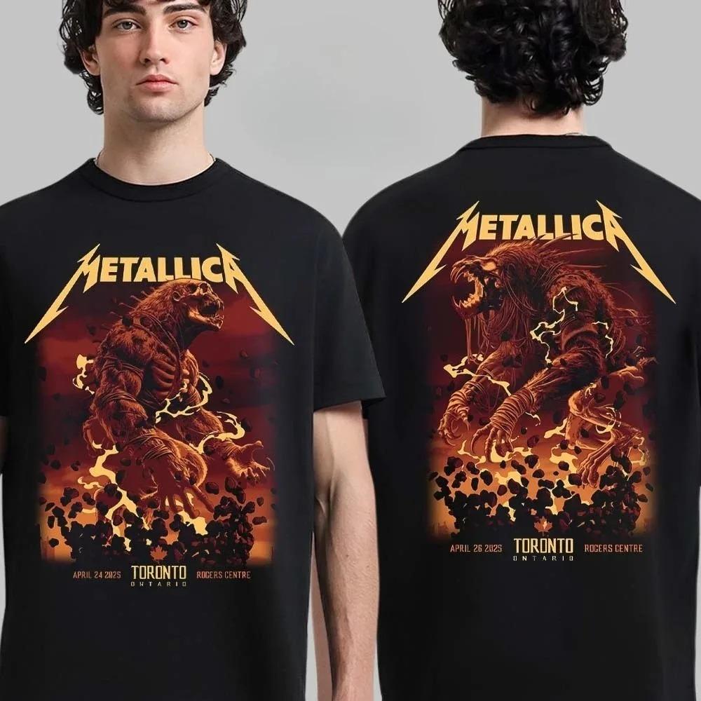 Heavy Metal Band Merallica Global Tour Mercah T-shirt Men Women Oversized Loose Casual Tees Streetwear Harajuku Fashion Cotton Top